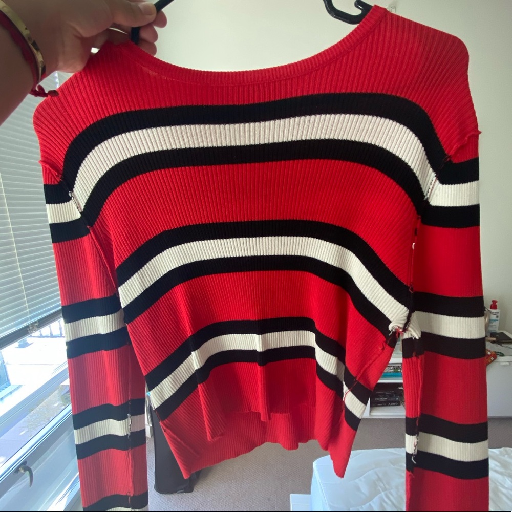 Zara red stripped crop top